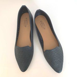 Laser Cut Pointed Toe Flats Slip-on Navy Blue Shoes Size 6 New